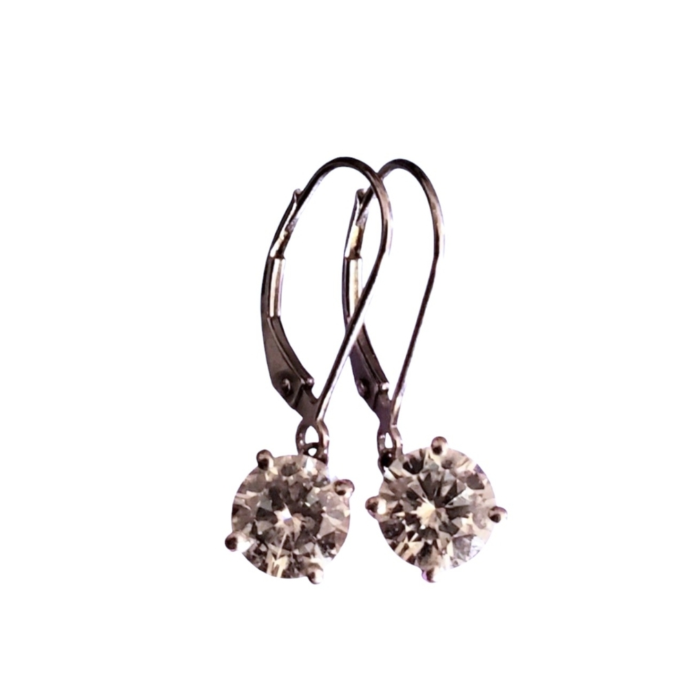 2CT Moissanite 18K White Gold Leverback Earrings